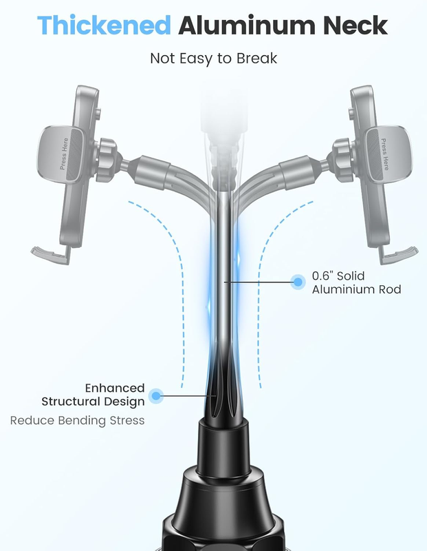 Car Phone Holder, Dual 360° Rotate Gooseneck Cup Holder Phone Mount for Car, Fle