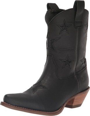 Pre-owned Dingo Womens Star Struck Tooled Inlay Snip Toe Casual Boots Ankle Mid Heel... In Black