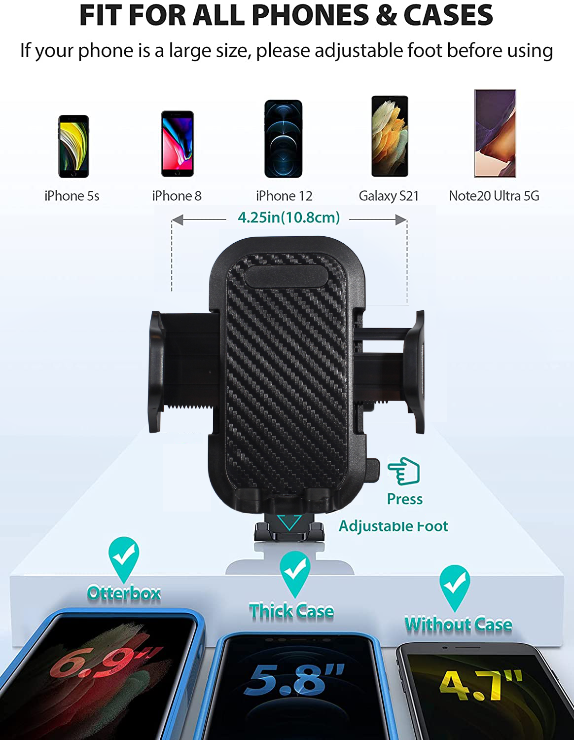 Universal Cell Phone Holder for Car Phone Mount Dashboard Windshield Air Vent Lo