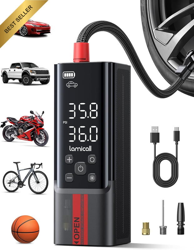 Portable Tire Inflator Air Compressor 150PSI 4X Fast Cordless Pump Car Bike Ball