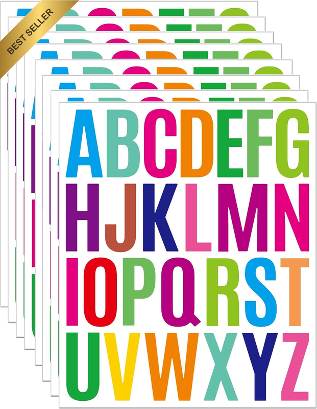 8 Sheets 2 Inch Letter Stickers, 208 PCS Large Vinyl Alphabet Decals A-Z Waterpr