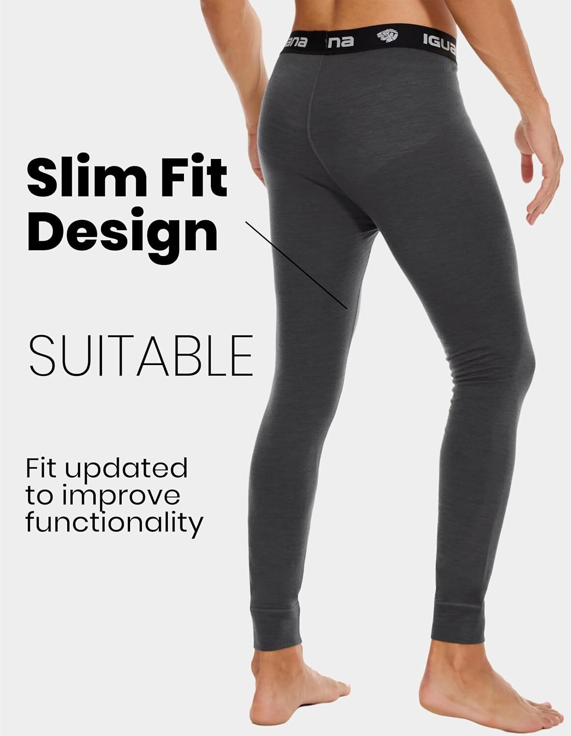 Men's 100% Merino Wool Base Layer Pants Ski Winter Underwear Long Johns Bottom