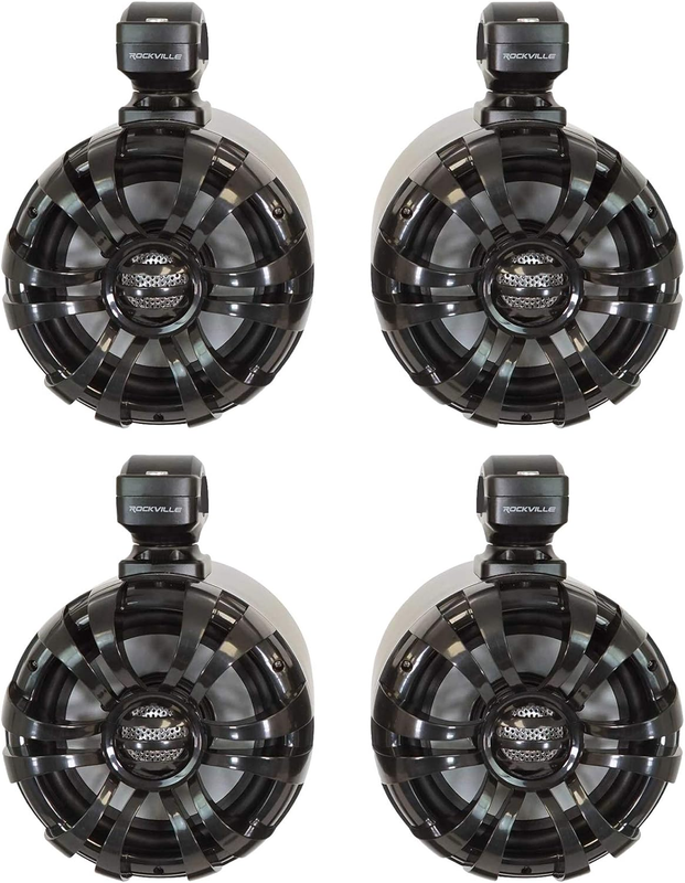 (4) WB65 Black 6.5" 600W Metal Marine Wakeboard Swivel Tower