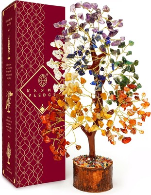 Crystal Tree of Life 7 Chakra Healing 1- 7 Wooden Base 300 Beads 