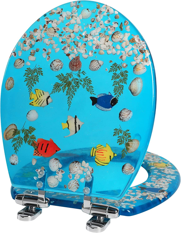 Round Soft Close Quick Release 3d Round-17" Blue Fish Ocean