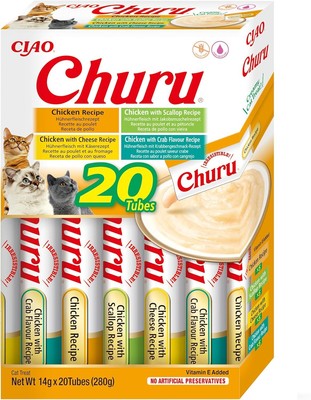 Churu by INABA Cat Treat - Chicken Variety Box - 1 Pack 20 x 14g total  Soft 