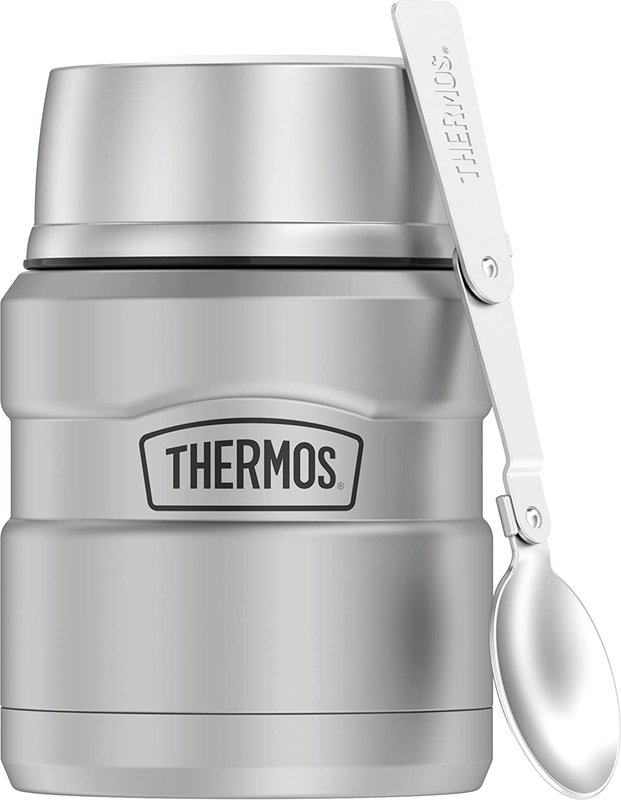 Stainless King Vacuum-Insulated Food Jar Dining with Spoon 16 Ounce Matte Steel