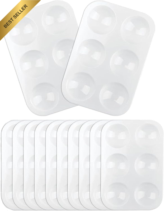 12PCS Paint Tray Palettes Plastic, Art Painting Palettes with 6 Wells for Acryli