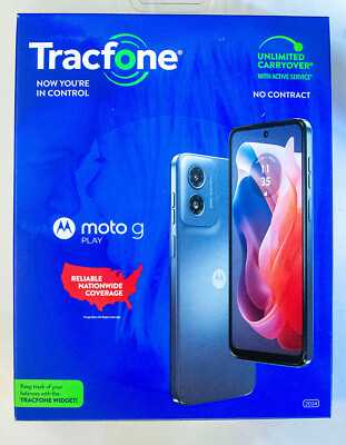 TracFone Moto g Play 2024 Smartphone 64GB 1500 Mins/Texts/Data /1 Yr Service