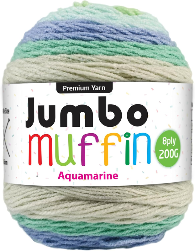 Jumbo Muffin 8-Ply Premium Knitting Yarn 200 G, Aquamarine