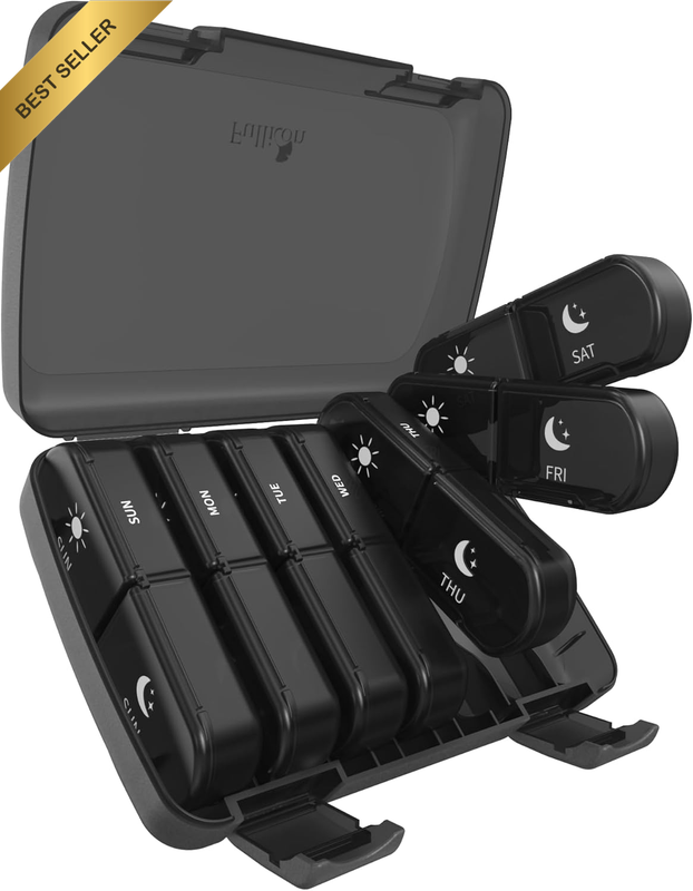Extra Large AM PM Pill Organiser 7 Day – Weekly Pill Box 2 Times a Day, Travel M