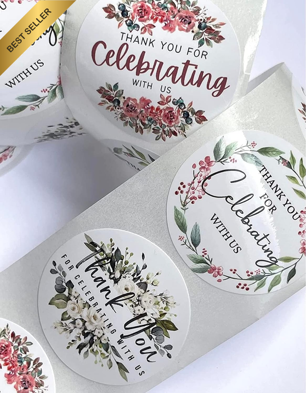 Thank You Stickers 500PCS 3.8CM 3 Designs Set Thank You for Celebrating with Us