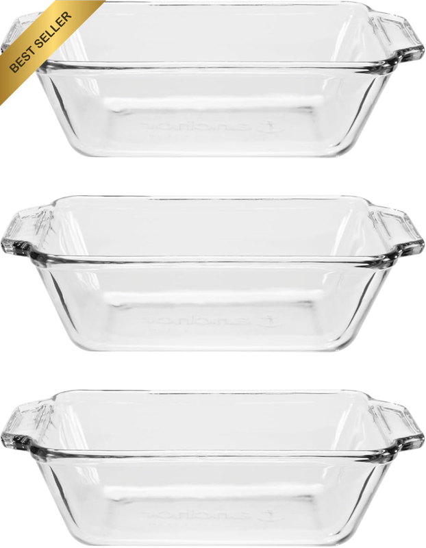 Glass Bread Pan, 1.5 Quart Loaf Pan, Set of 3