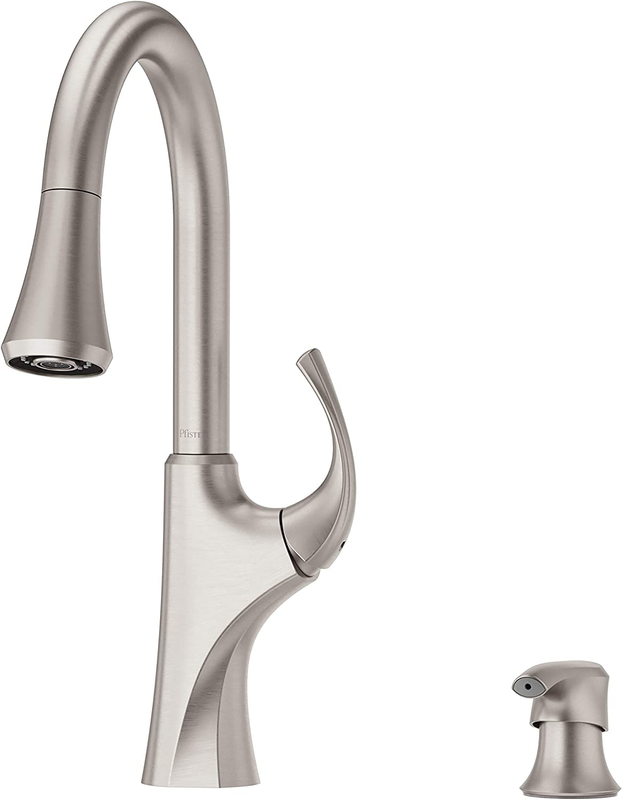Pfister Miri Kitchen Faucet with Pull down Sprayer and Soap Dispenser, Single Ha