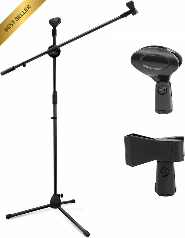 Selens 140Cm Microphone Stand with 65Cm Swivel Arm and 2 Microphone Clamps, Port
