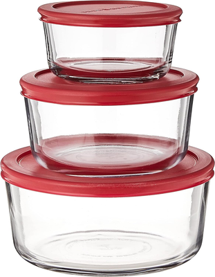S With Lids, Red, 6-piece