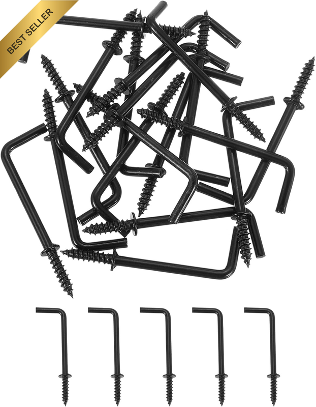 40 Pcs L Shape Hooks, 1-1/2 Inch Right Angle Hooks Carbon Steel Small Screw in H