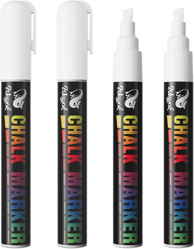 4 Pack Liquid Chalk Marker, Erasable Ink White Drawing Chalk for Chalkboards Sig