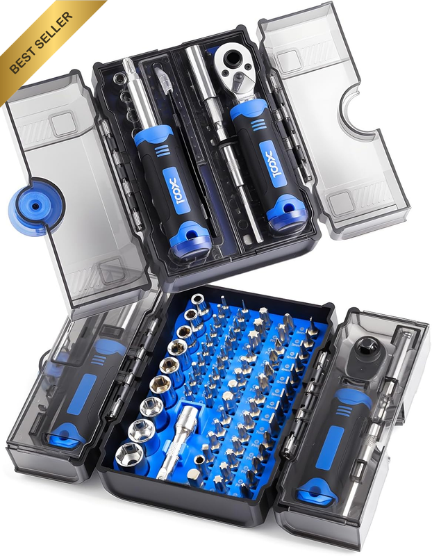 78-Piece Ratchet Wrench & Screwdriver Tool Set with Metric 1/4