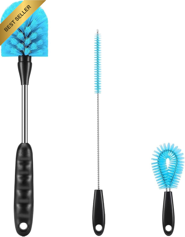 3 Pcs 3-In-1 Bottle Brush Set Long Handle Stainless Steel for Water Bottles Coff