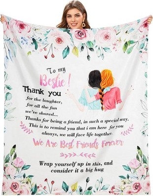 Best Friend Throw Bed Blanket - Friendship Gifts, Bestie Gifts Ideas For Women 
