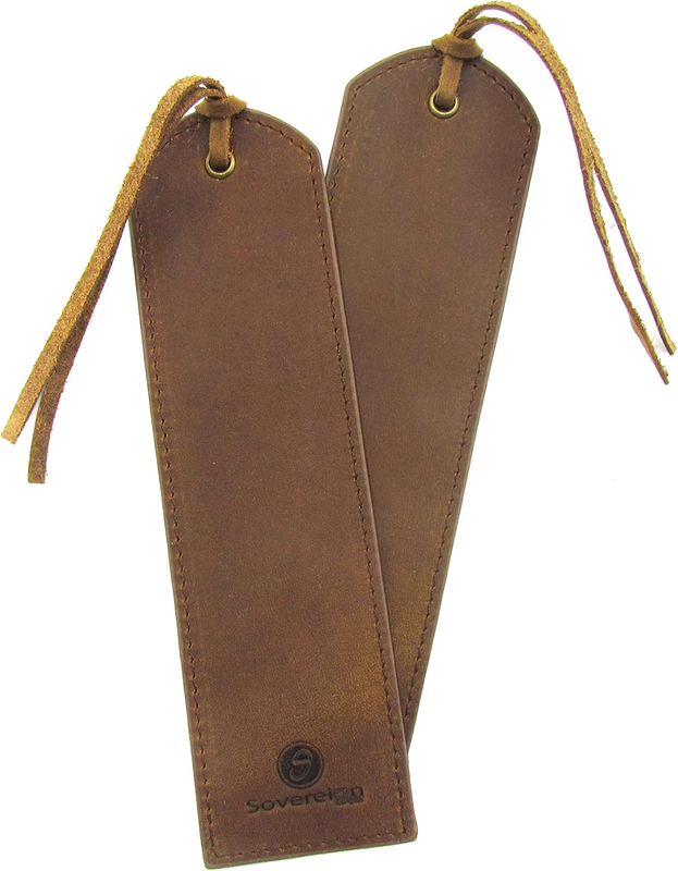 Leather Bookmark Handmade - Genuine Crazy Horse Pack of 2 for Bookworms