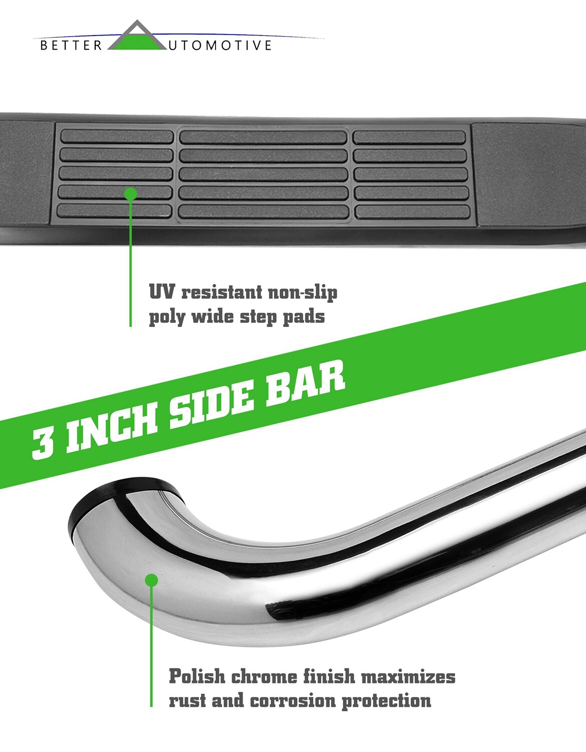 3" Chrome Side Step Rails for 20012018 Chevy Silverado/GMC Sierra 1500