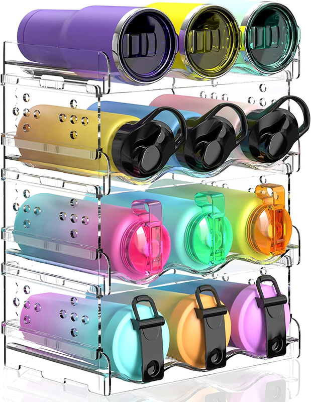 Water Bottle Organizer - 4 Pack Stackable Cup Organizer for 