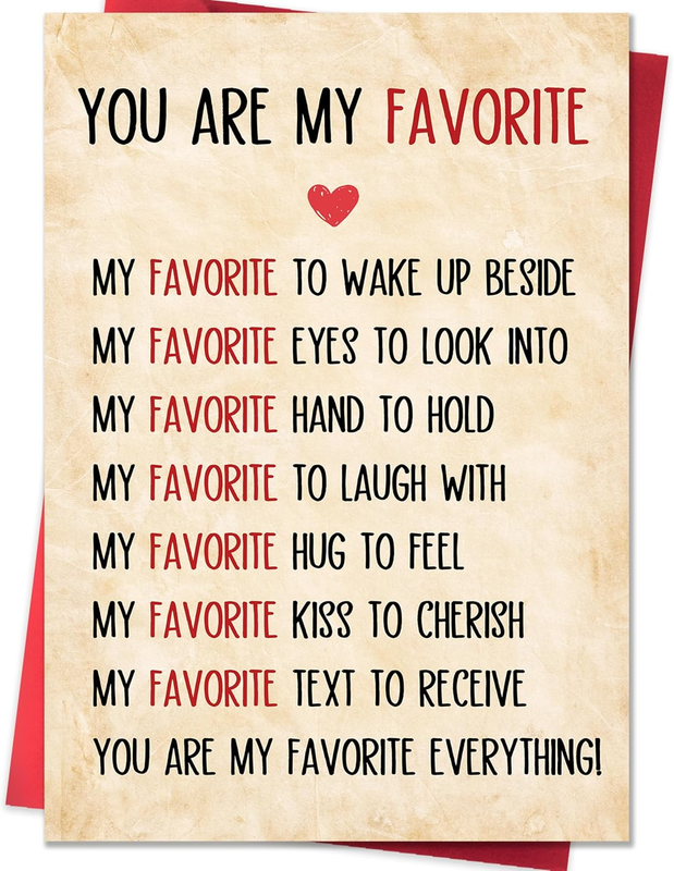 Valentine's Day Card Husband Wife Boyfriend Girlfriend Love Note You My Favorite
