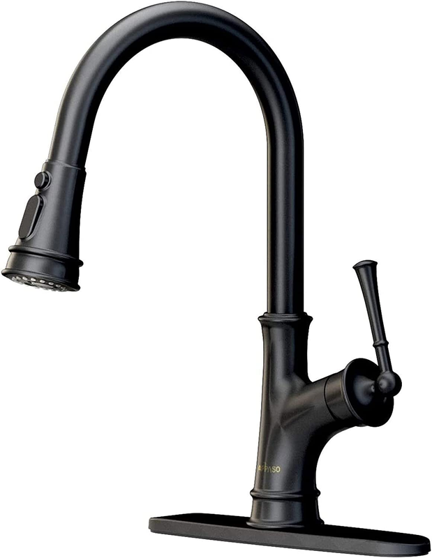 Matte Black and Rose Gold Pull down Kitchen Faucet with Easy-Retract Sprayer - S