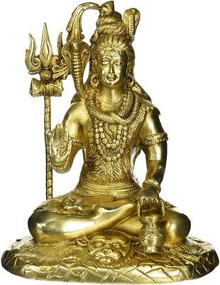 Lord Shiva Seated on The Mountain of Kailash - Brass Statue