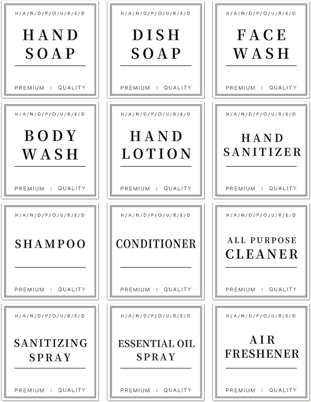 12 PCS Waterproof Soap Labels for Glass/Plastic Bottles, Farmhouse Bathroom/Kitc