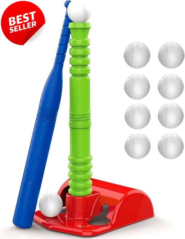 Toddler T-Ball Set 8 Balls 23in Tee Bat Wiffle Baseball Ages 3-5 Kids - US