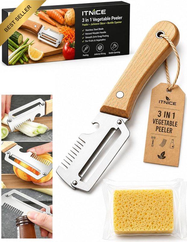 Multifunctional Vegetable Peeler Slicer Stainless Steel Knife with Bottle Opener
