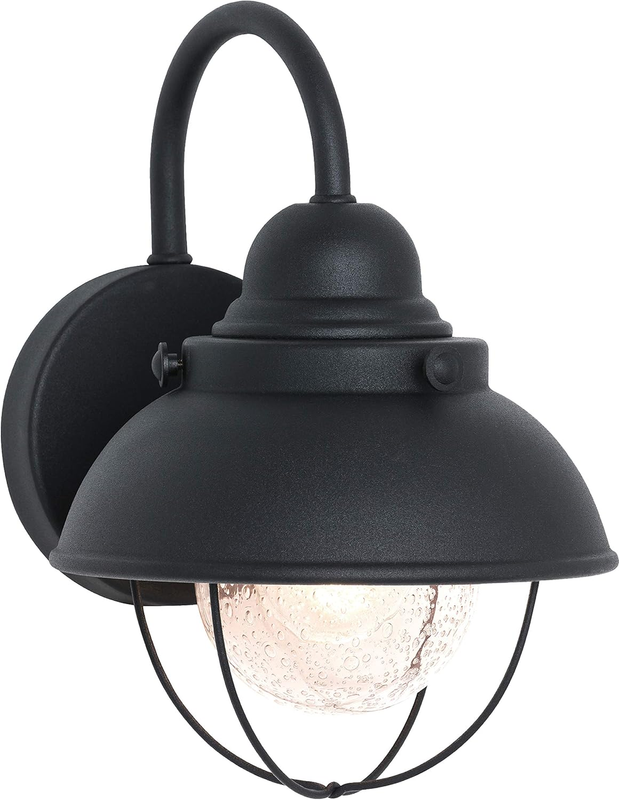 8870-12 Sebring One-Light Outdoor Wall Lantern with Clear Seeded Glass Diffuser, Black Finish, 11.25'' Height