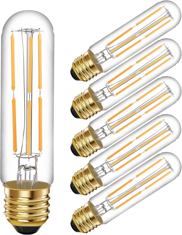 6 Pcs E26 T10 LED Tubular Light Bulbs, Daylight White Edison Bulb 4000K 6W Dimma