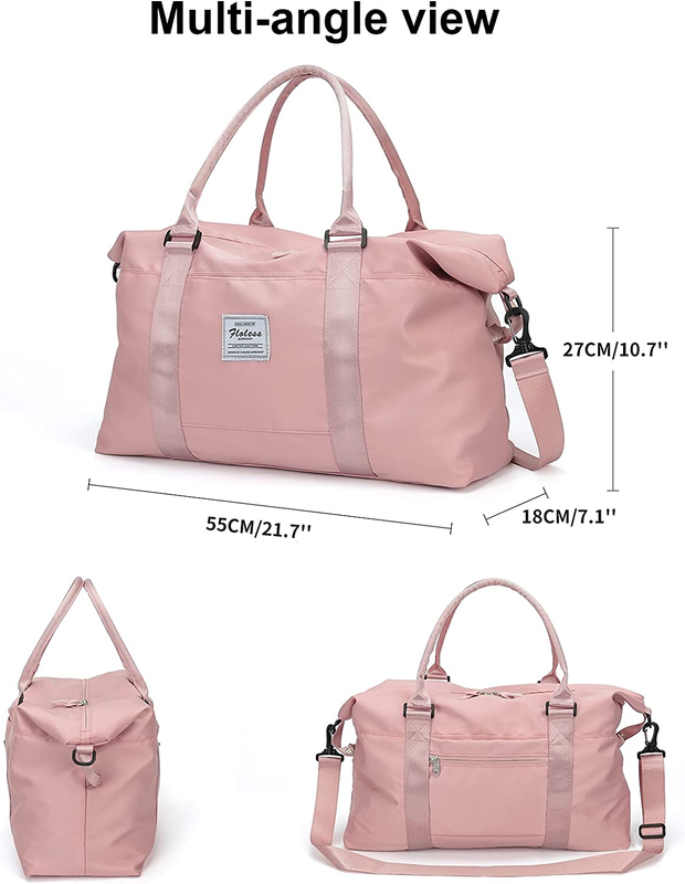 Travel Duffle Bag Sports Carry On Luggage Weekender Overnight Bag for Women,Pink