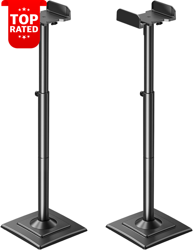 Adjustable Speaker Stands Pair 34"-43" for Bookshelf Satellite Up to 11LBS