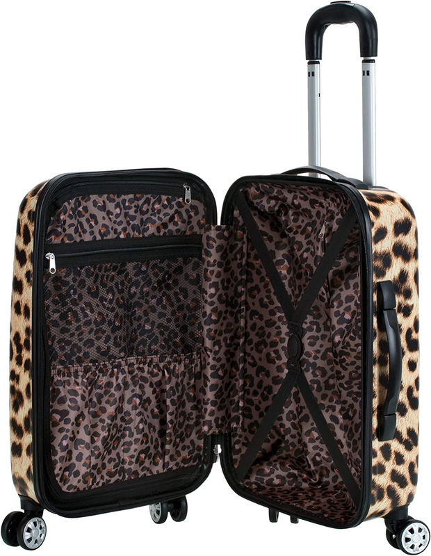 Safari Hardside Spinner Wheel Luggage, Leopard, 3-Piece Set (20/24/28)