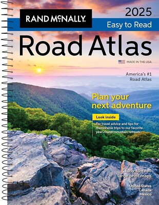 Rand McNally Road Atlas 2025: United States, Canada..Large Print Maps Spiral-bou