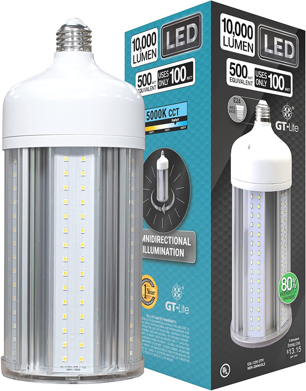 LED Corn Light Bulbs, 40W (300W Equivalent), 5200 Lumen, Daylight 5000K, 25-Year