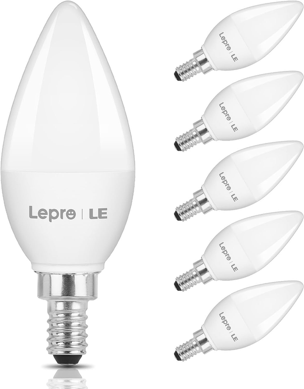 6-Pack E12 LED Candelabra Bulbs-Daylight White,5.5W, 40W Equivalent,Non-Dimmable