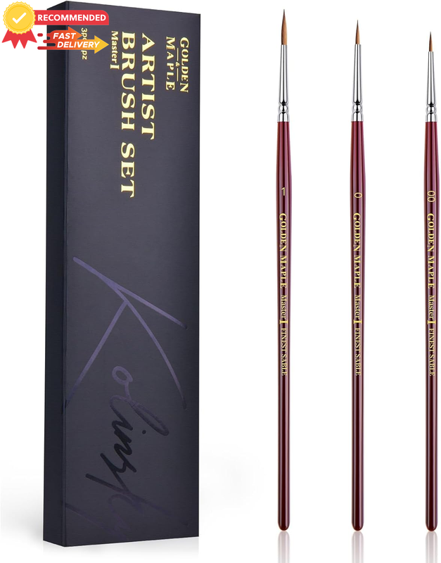 Kolinsky Sable Mini Paint Brushes Set 3PCS Ultra Fine Detail 00 0 1 Miniatures