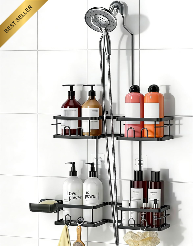 Adjustable Shower Caddy Hanging Rustproof Shower Caddy for Handheld Showerheads,