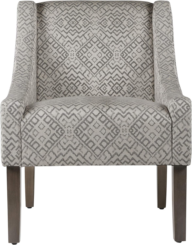 Homepop Modern Swoop Arm Accent Chair, Gray Geometric