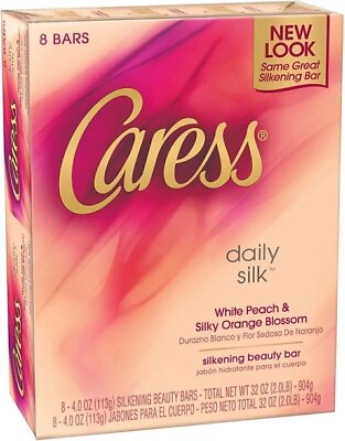 Caress Moisturizing Beauty Bar, Daily Silk, 4 Ounce (Pack of 8)