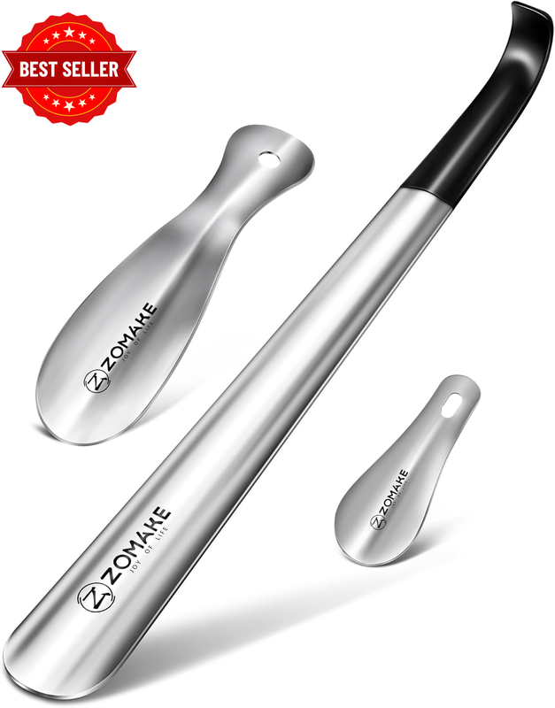 Metal Shoe Horn 3 Pack - 10/19/42CM Shoehorn for Seniors with Travel Shoe Horns 