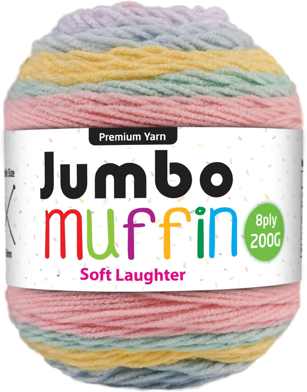 Jumbo Muffin 8-Ply Premium Knitting Yarn 200 G, Soft Laughter