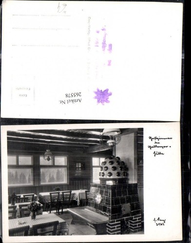 265578,Foto Ak Gastzimmer Gablonzerhütte b. Gosau Kachelofen img