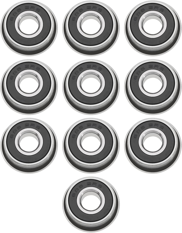10PCS F695-2RS Flanged Ball Bearing 5X13X4Mm Double Sealed Bearings Carbon Steel